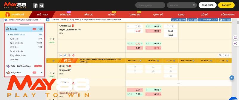 Nắm rõ tường tận về luật chơi cược bóng đá May88