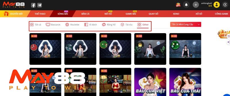 Những trò chơi gây sốt tại live casino May88